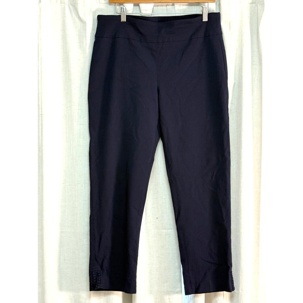 Crown & Ivy Navy Stretch Pants with Embellishment at Ankle